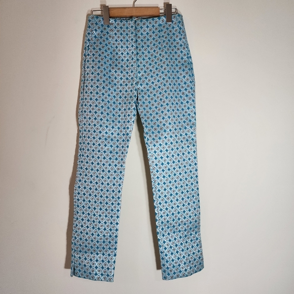 Jacquard turquoise blue and white motifs pants - Picture 4 of 5